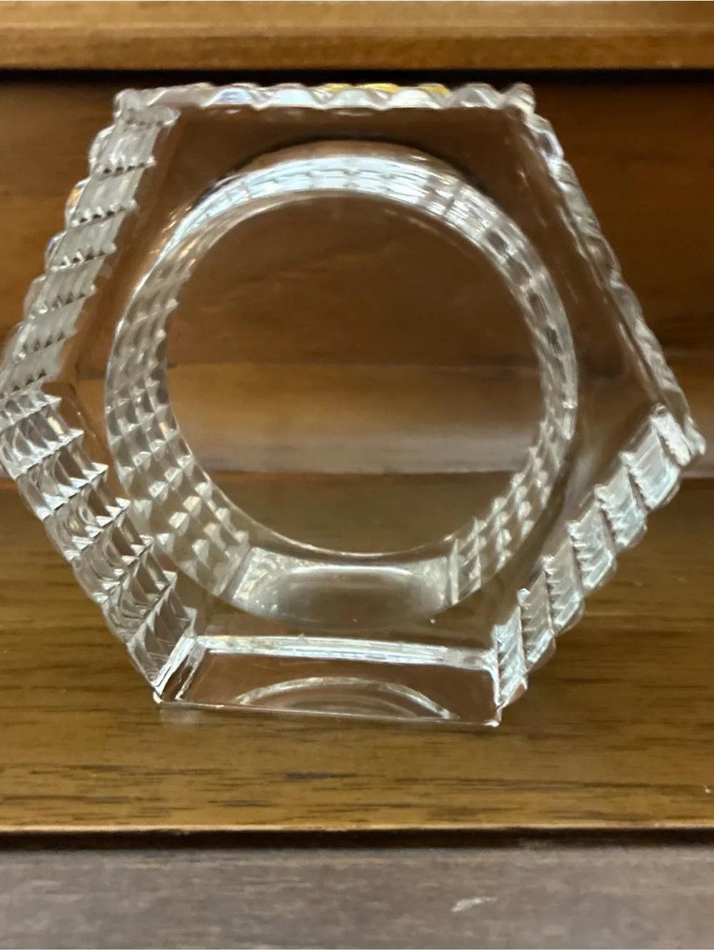 Staiger Quartz Lead Crystal Clock 3.75” Hexagon Desk Clock Germany Beautiful